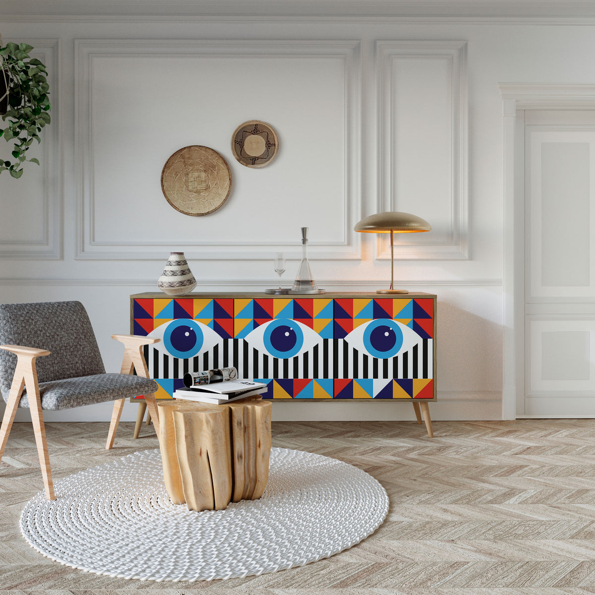 ABSTRACTION AND GEOMETRY 3-Door Sideboard