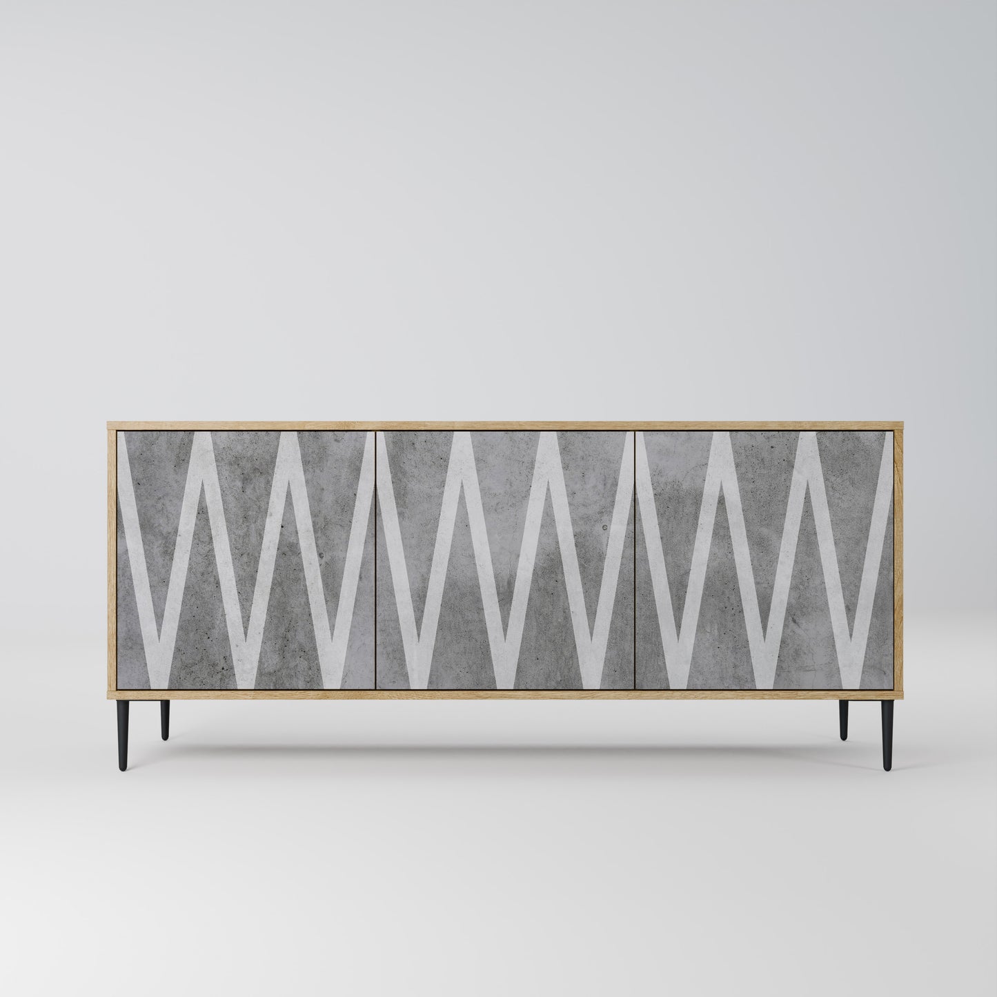 SOLID ZIG ZAG 3-Door Sideboard in Oak Effect