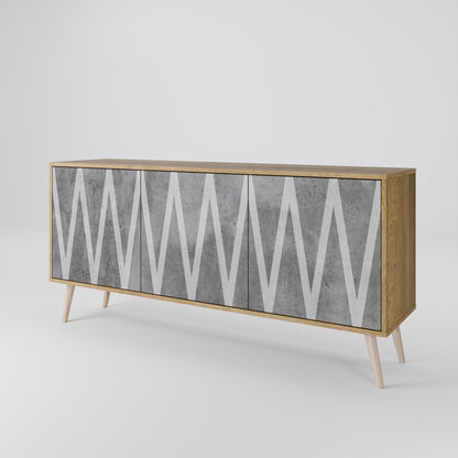 SOLID ZIG ZAG 3-Door Sideboard in Oak Effect