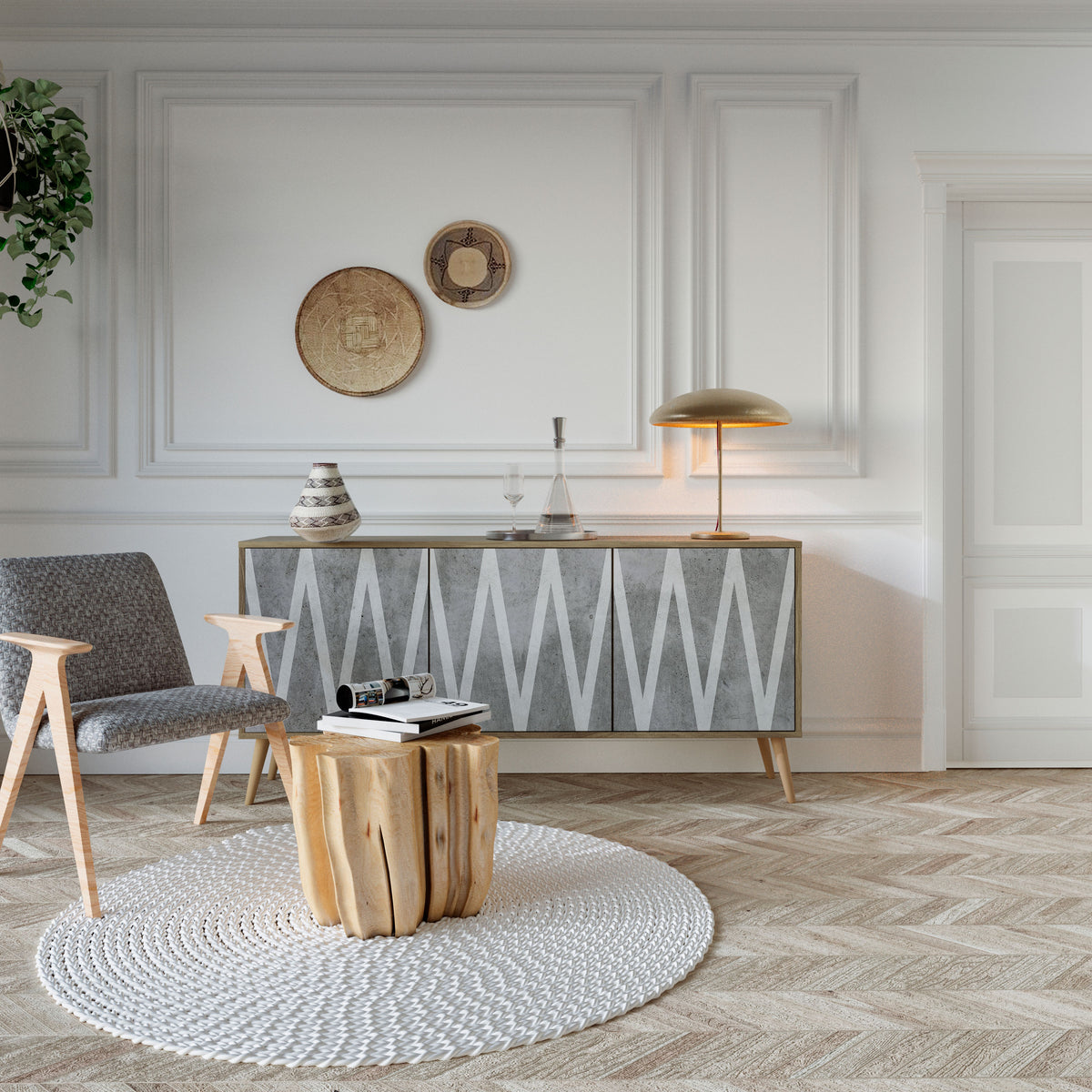 SOLID ZIG ZAG 3-Door Sideboard