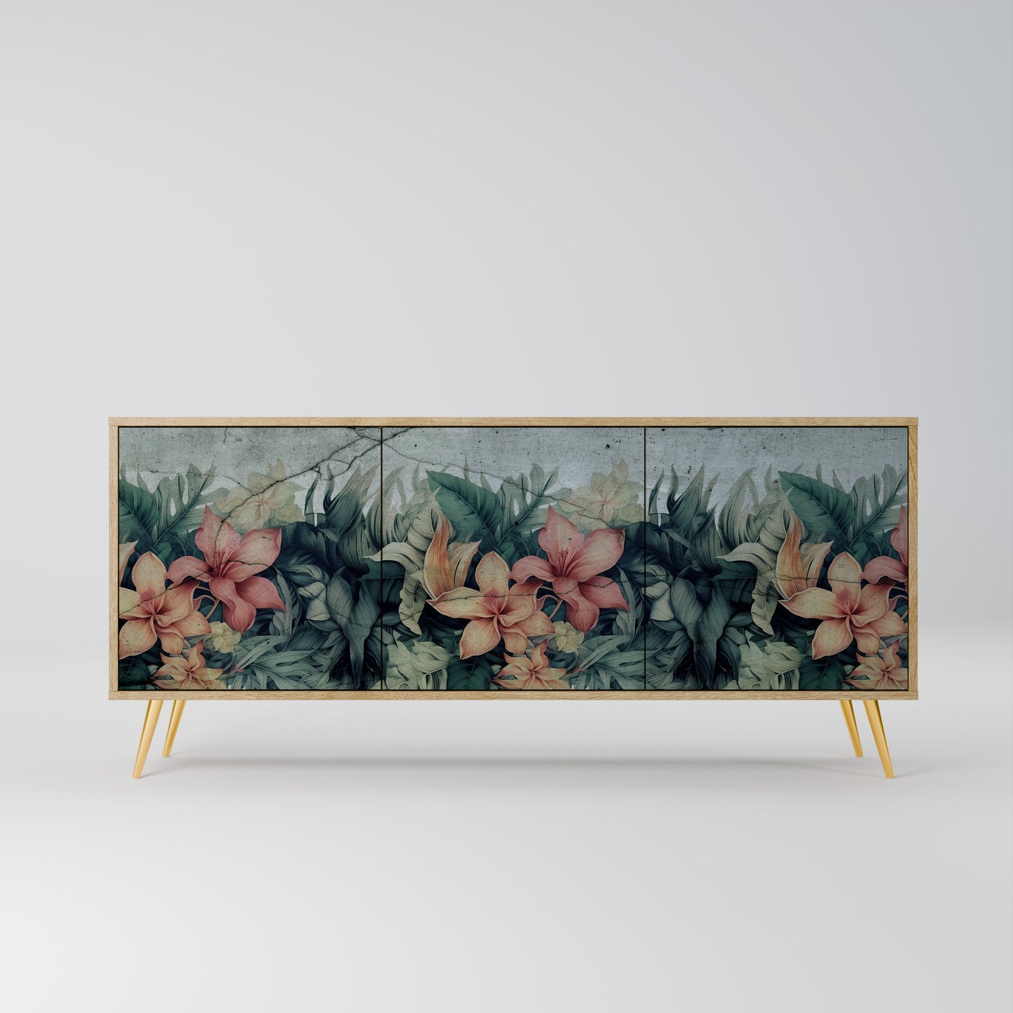 HEAVENLY BLOOM 3-dörrars skänk i ekeffekt