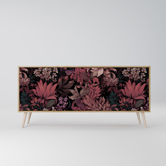 FLORAL WHISPER 3-dörrars skänk i ekeffekt
