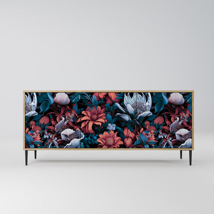 ETHEREAL BLOSSOMS 3-dörrars skänk i ekeffekt
