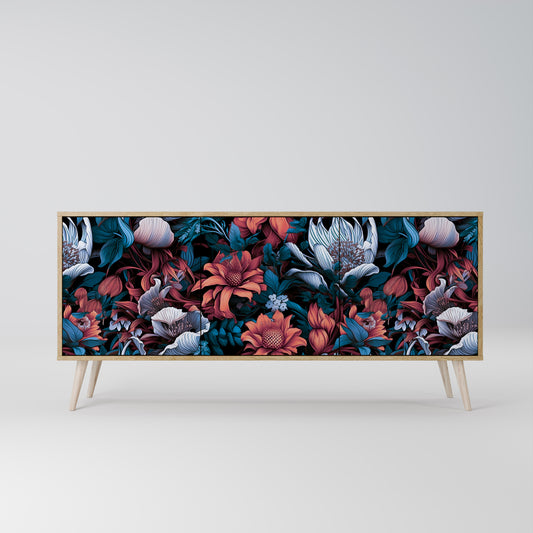 ETHEREAL BLOSSOMS 3-dörrars skänk i ekeffekt