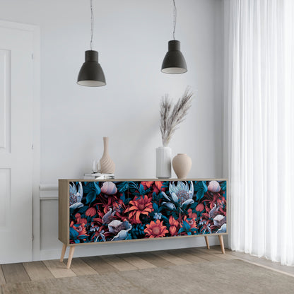 ETHEREAL BLOSSOMS 3-dörrars skänk i ekeffekt