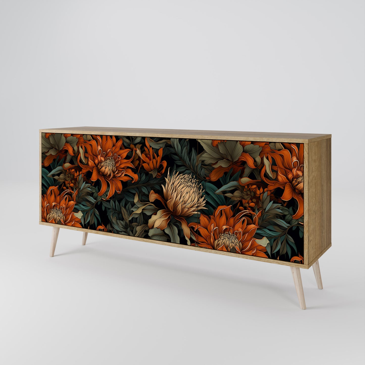 DAWN BLOOM 3-dörrars skänk i ekeffekt