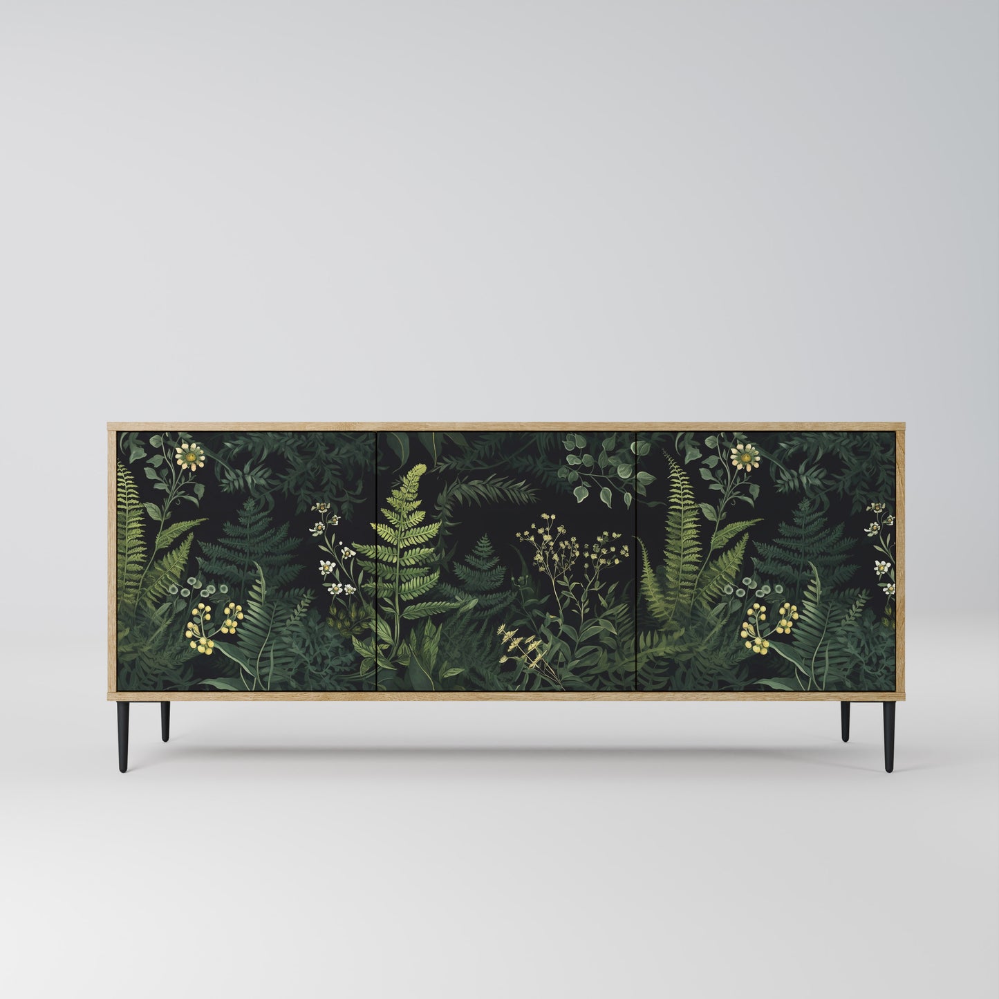 FERN FLOWERS 3-dörrars skänk i ekeffekt