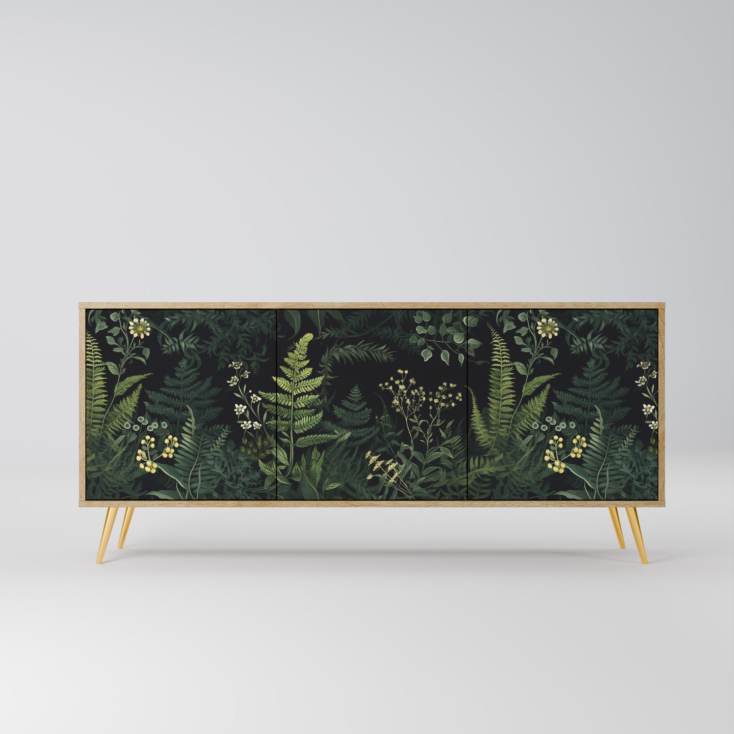 FERN FLOWERS 3-dörrars skänk i ekeffekt