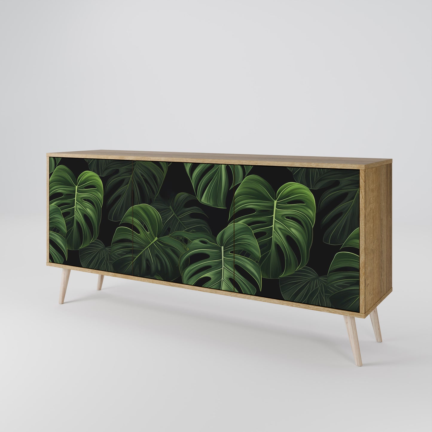 INFINITE MONSTERA 3-dörrars skänk i ekeffekt