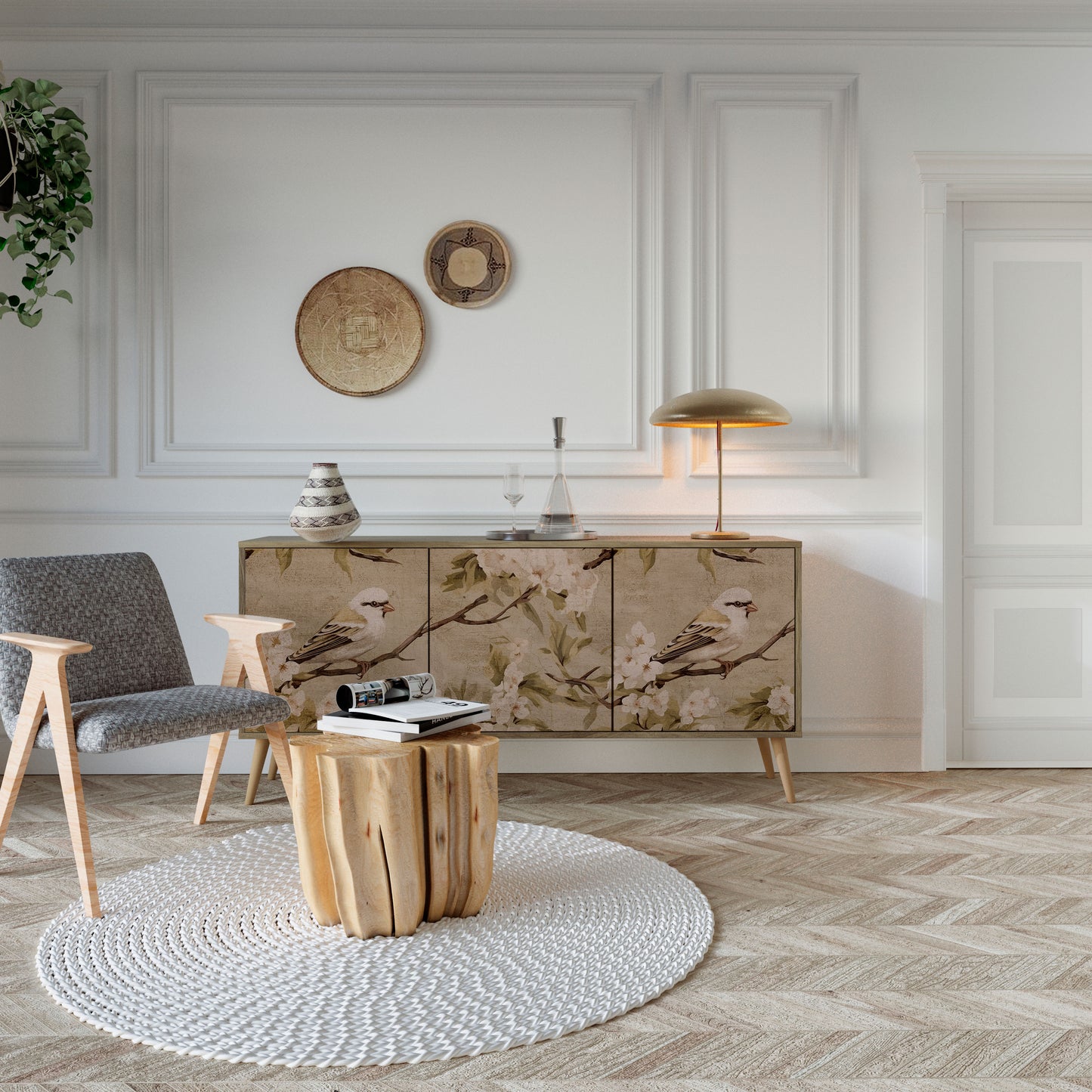 PETAL DISTINGUISH 3-Door Sideboard in Oak Effect