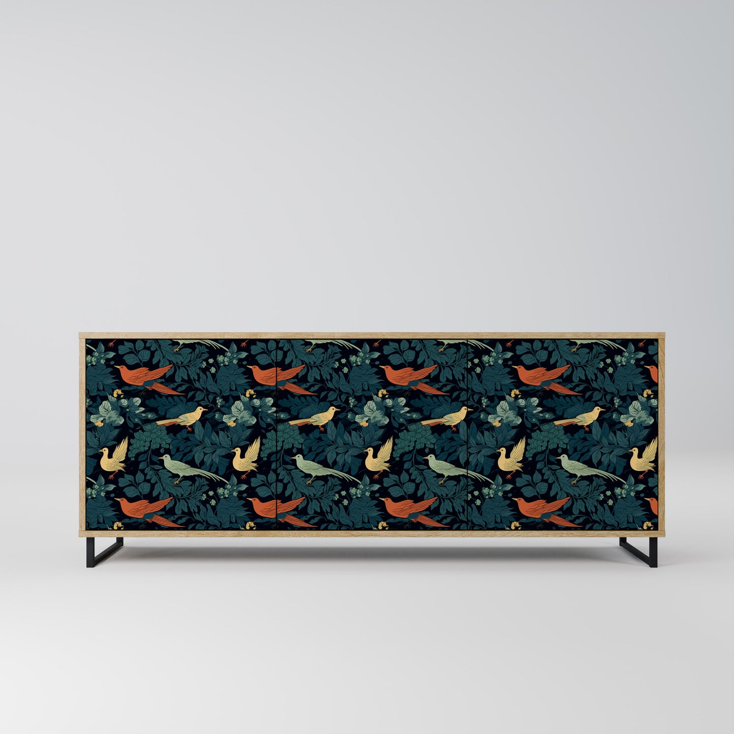 FOWL ORNAMENT 3-dörrars skänk i ekeffekt