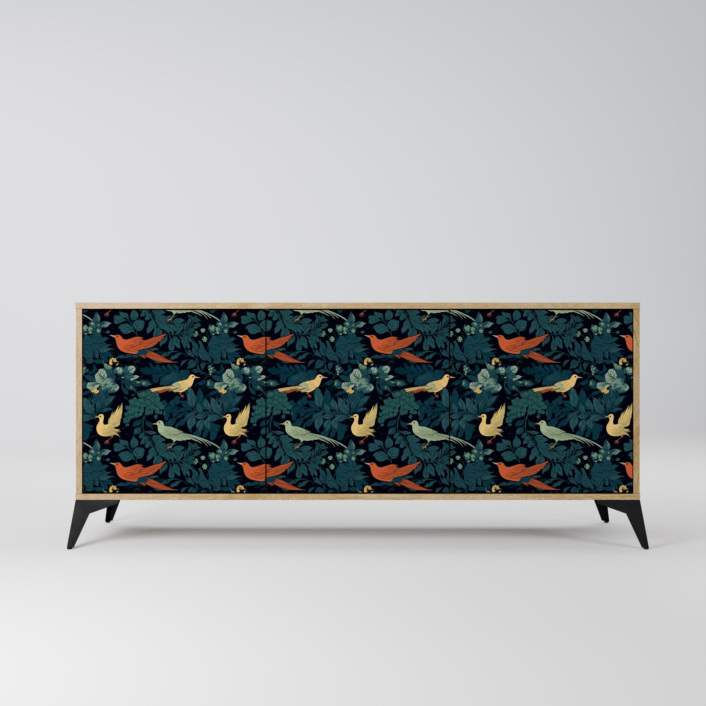 FOWL ORNAMENT 3-dörrars skänk i ekeffekt