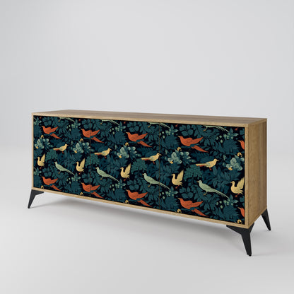 FOWL ORNAMENT 3-dörrars skänk i ekeffekt