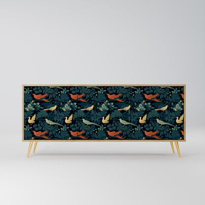 FOWL ORNAMENT 3-dörrars skänk i ekeffekt