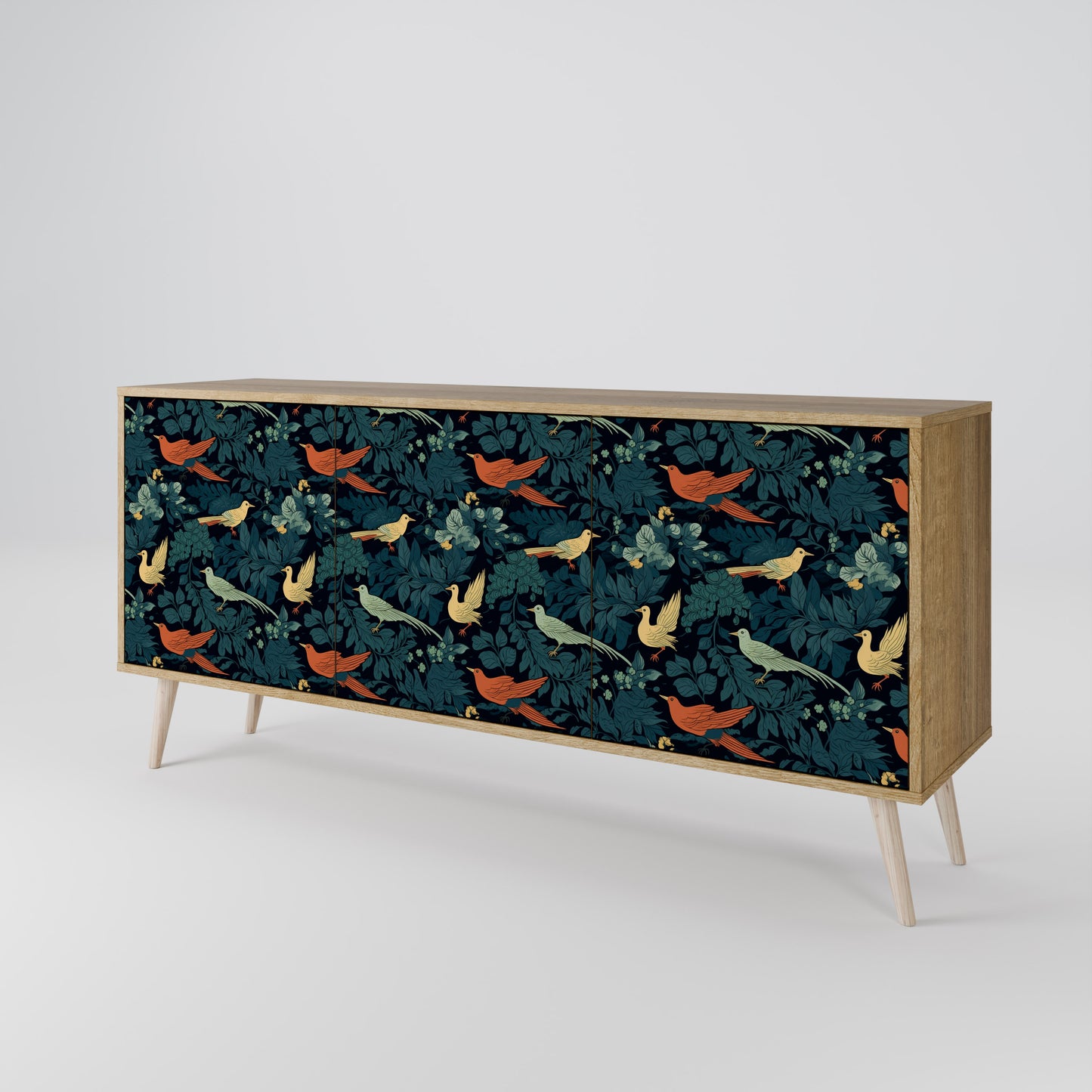 FOWL ORNAMENT 3-dörrars skänk i ekeffekt