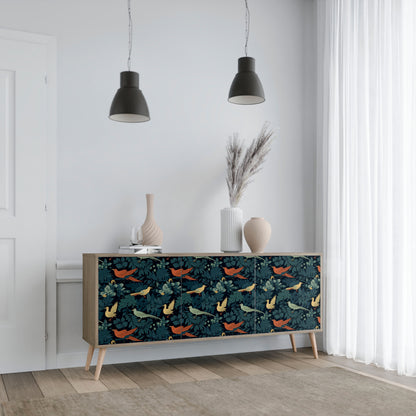 FOWL ORNAMENT 3-dörrars skänk i ekeffekt