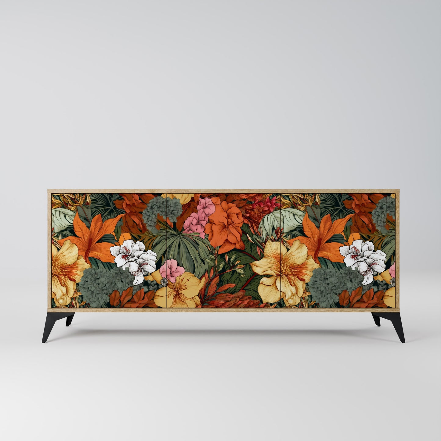 RADIANT FLORA 3-dörrars skänk i ekeffekt