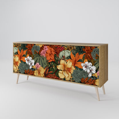 RADIANT FLORA 3-dörrars skänk i ekeffekt
