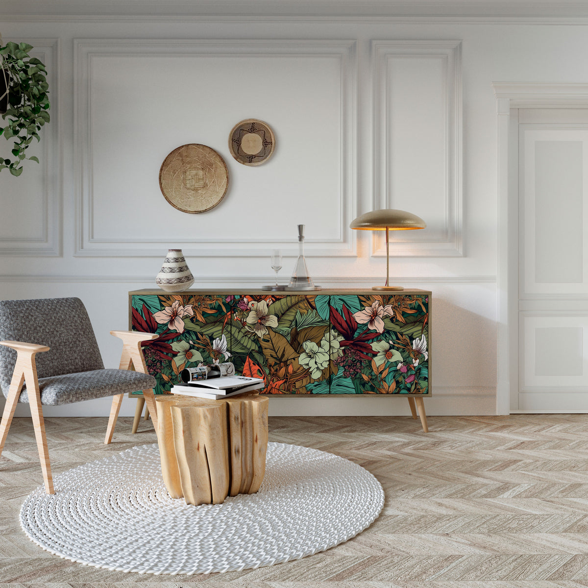 BOTANICAL EMERGENCE Skänk med tre dörrar