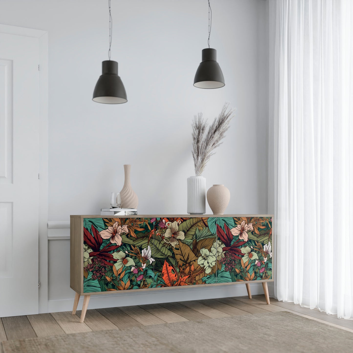 BOTANICAL EMERGENCE 3-dörrars skänk i ekeffekt
