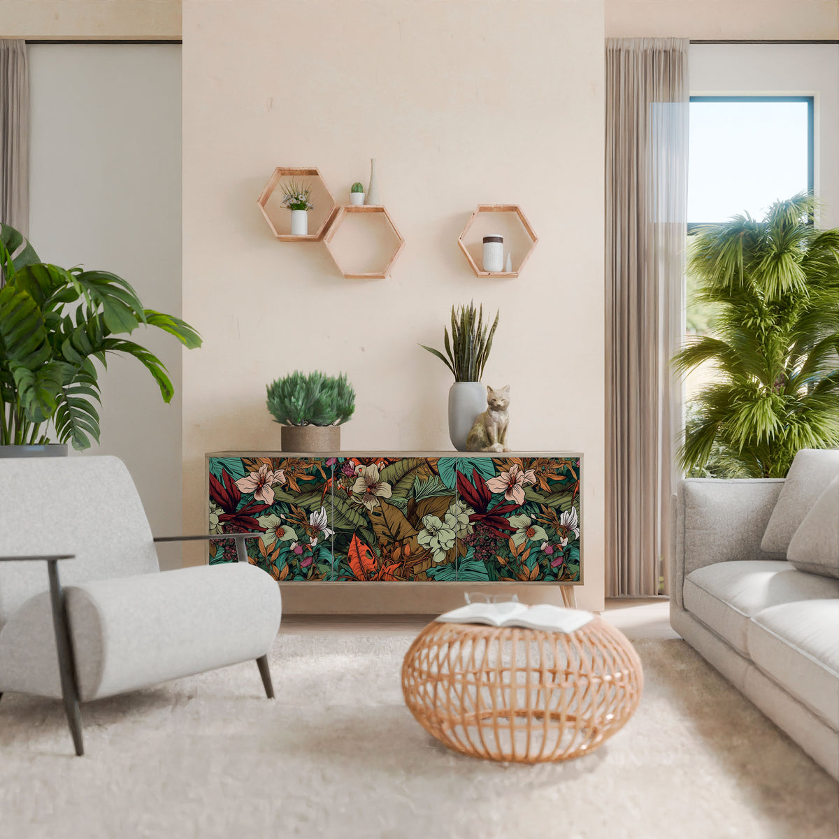 BOTANICAL EMERGENCE Skänk med tre dörrar