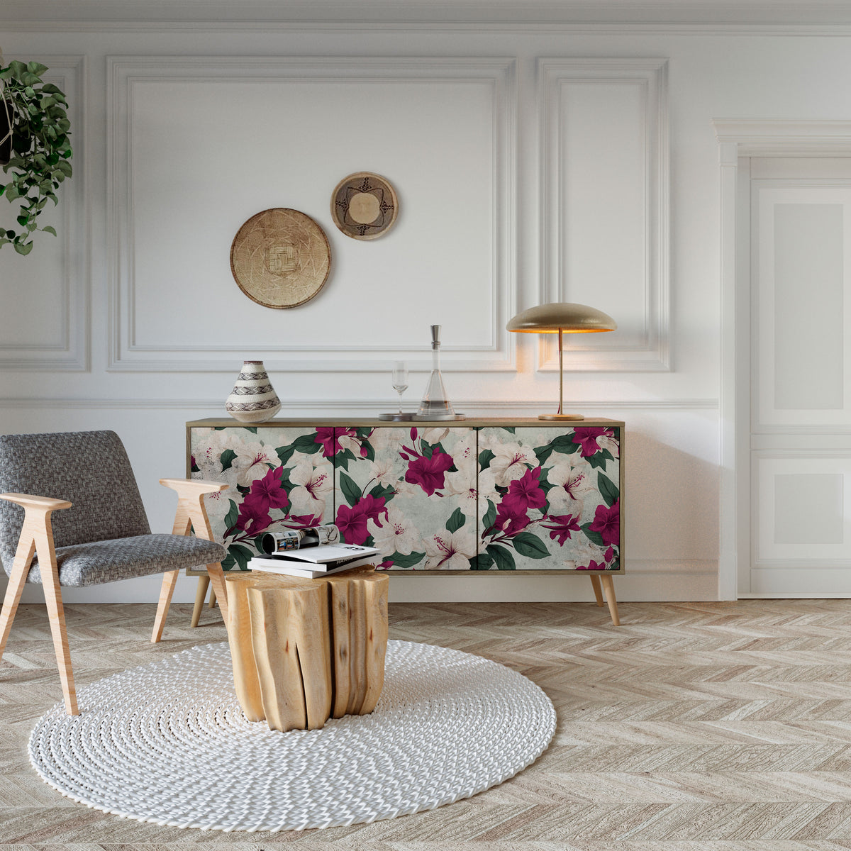 FLOWERET DREAM Skänk med tre dörrar