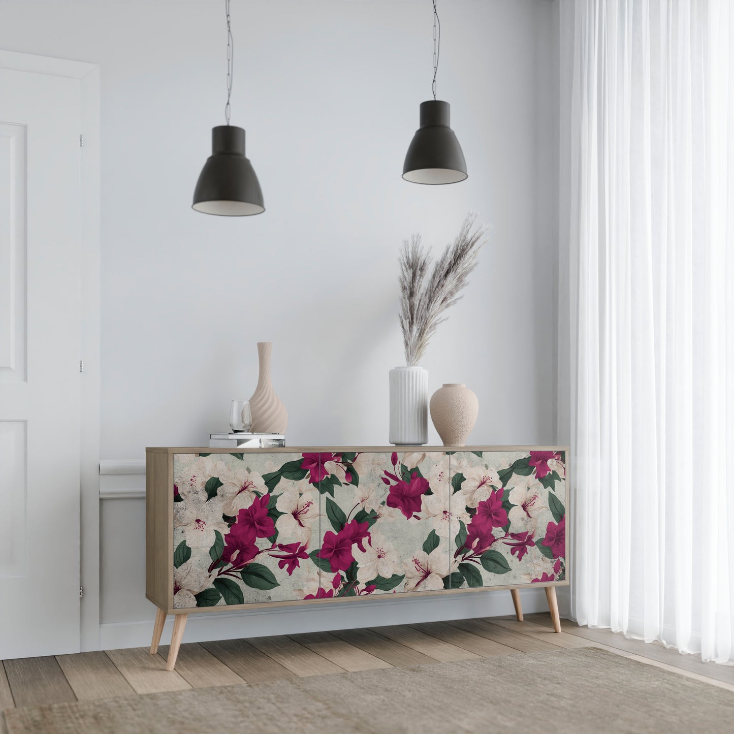 FLOWERET DREAM 3-dörrars skänk i ekeffekt