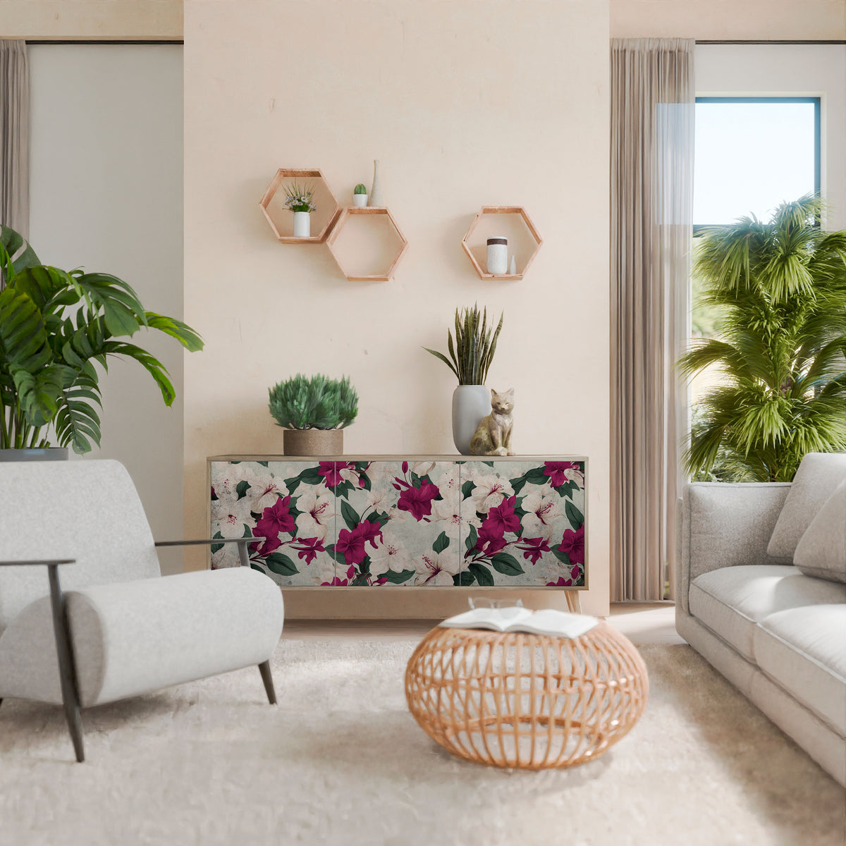FLOWERET DREAM Skänk med tre dörrar