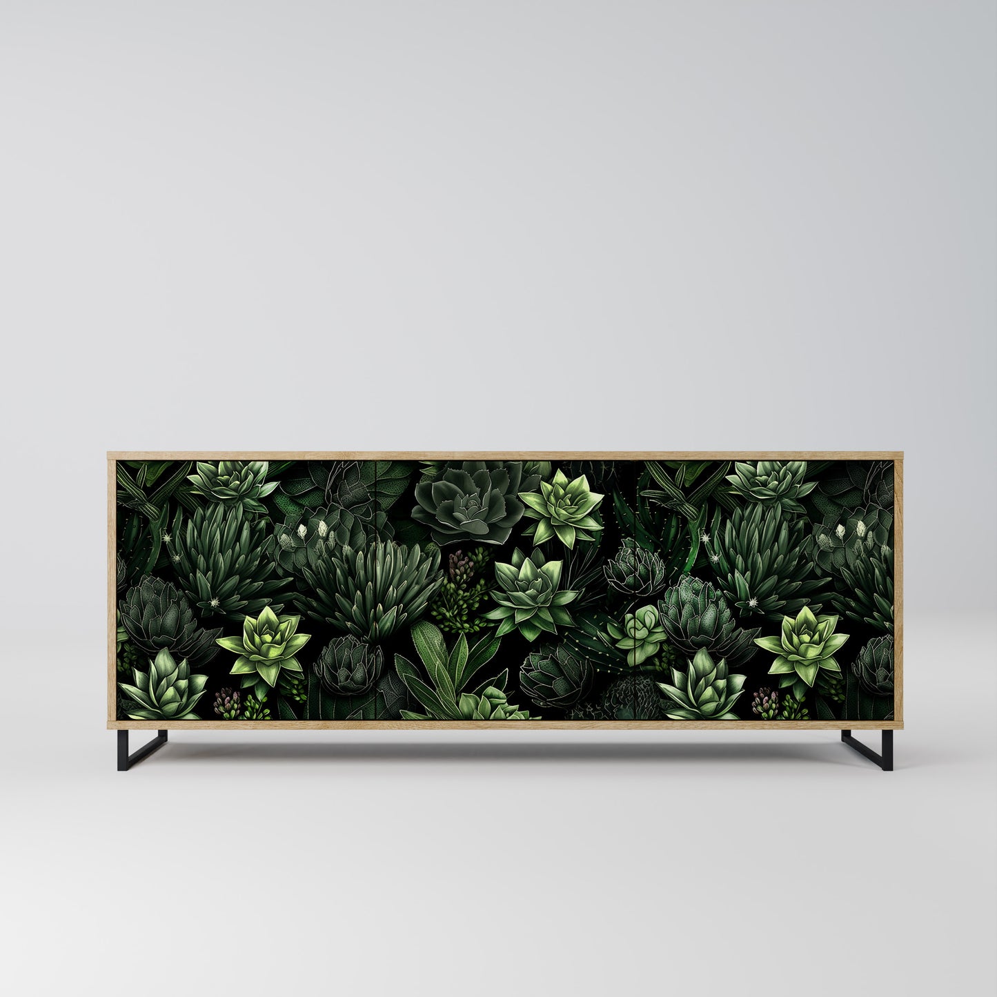 SUCCULENT JUNGLE 3-dörrars skänk i ekeffekt