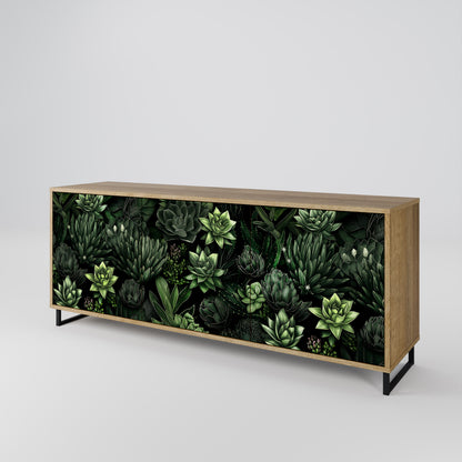 SUCCULENT JUNGLE 3-dörrars skänk i ekeffekt