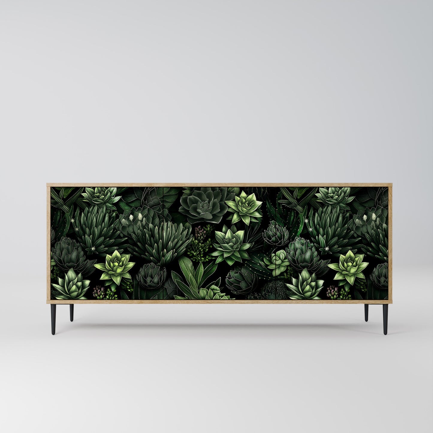SUCCULENT JUNGLE 3-dörrars skänk i ekeffekt
