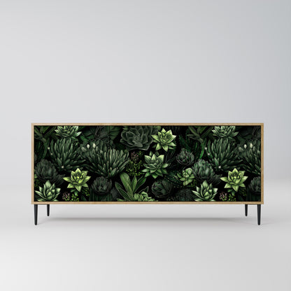SUCCULENT JUNGLE 3-dörrars skänk i ekeffekt