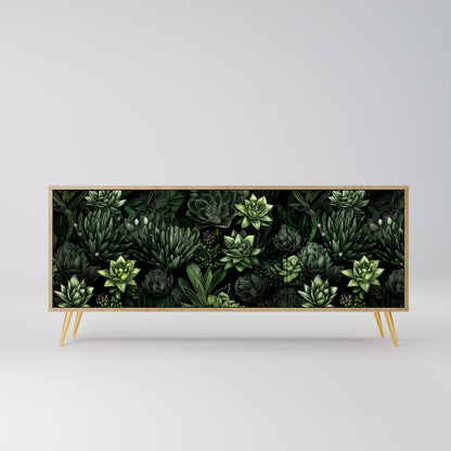 SUCCULENT JUNGLE 3-dörrars skänk i ekeffekt