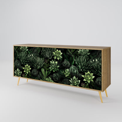 SUCCULENT JUNGLE 3-dörrars skänk i ekeffekt