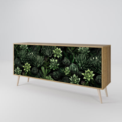 SUCCULENT JUNGLE 3-dörrars skänk i ekeffekt