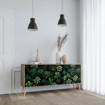 SUCCULENT JUNGLE 3-dörrars skänk i ekeffekt