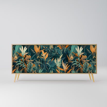 FLORAL SERENITY 3-dörrars skänk i ekeffekt