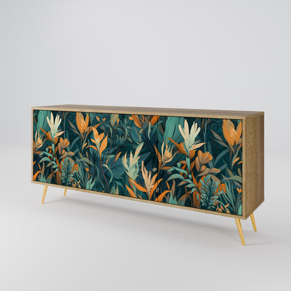 FLORAL SERENITY 3-dörrars skänk i ekeffekt