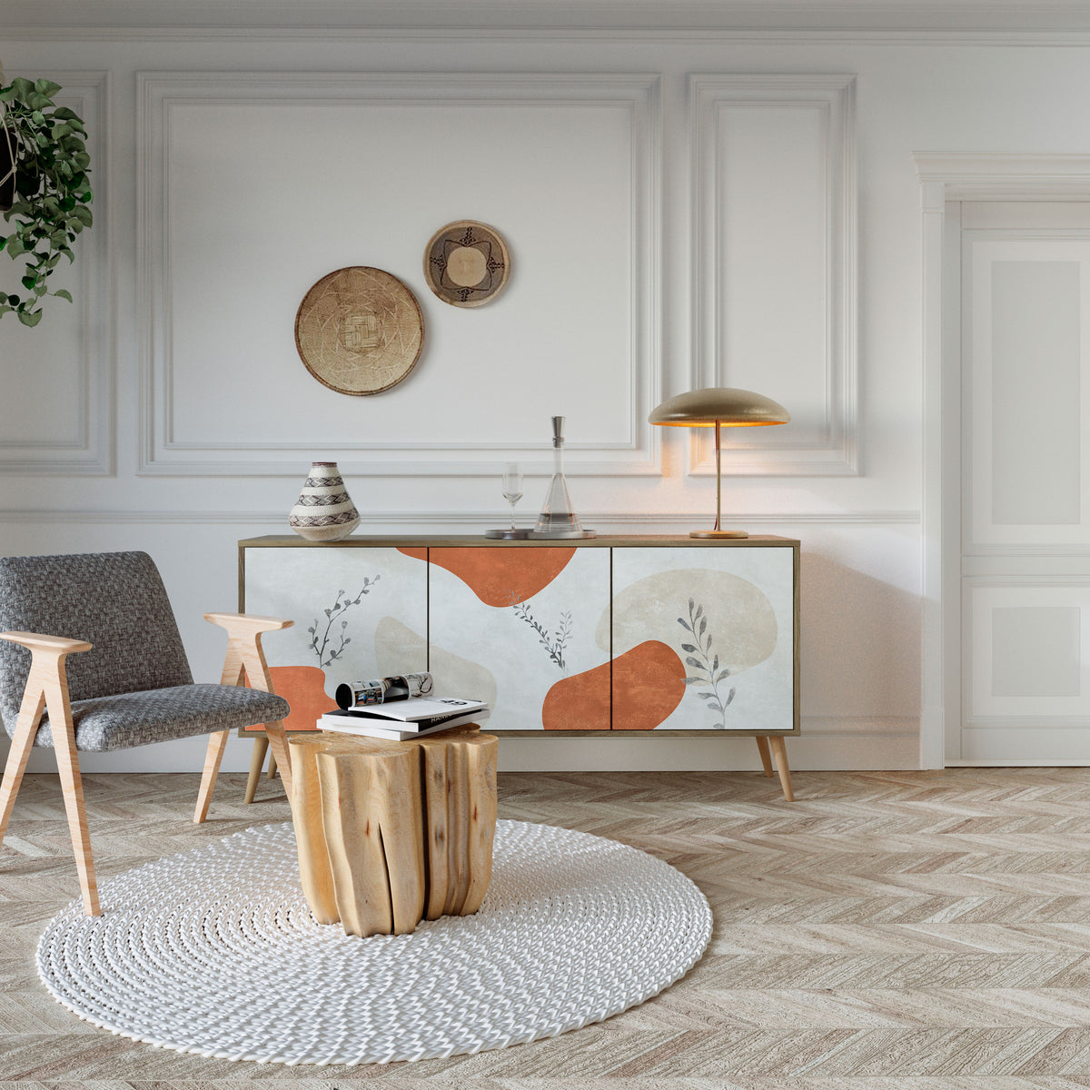 TRANQUIL TWIG Skänk med tre dörrar