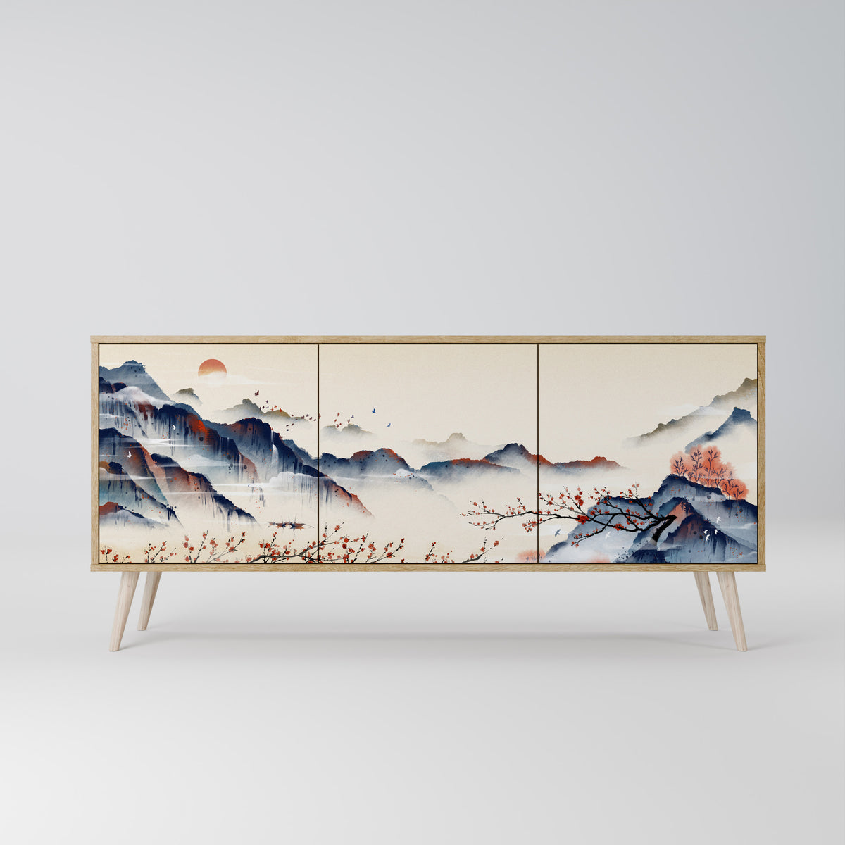 JAPANESE LANDSCAPE Skänk med tre dörrar
