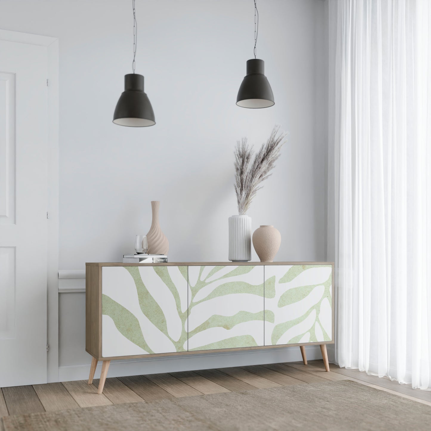 BOTANICAL SPARK 3-dörrars skänk i ekeffekt