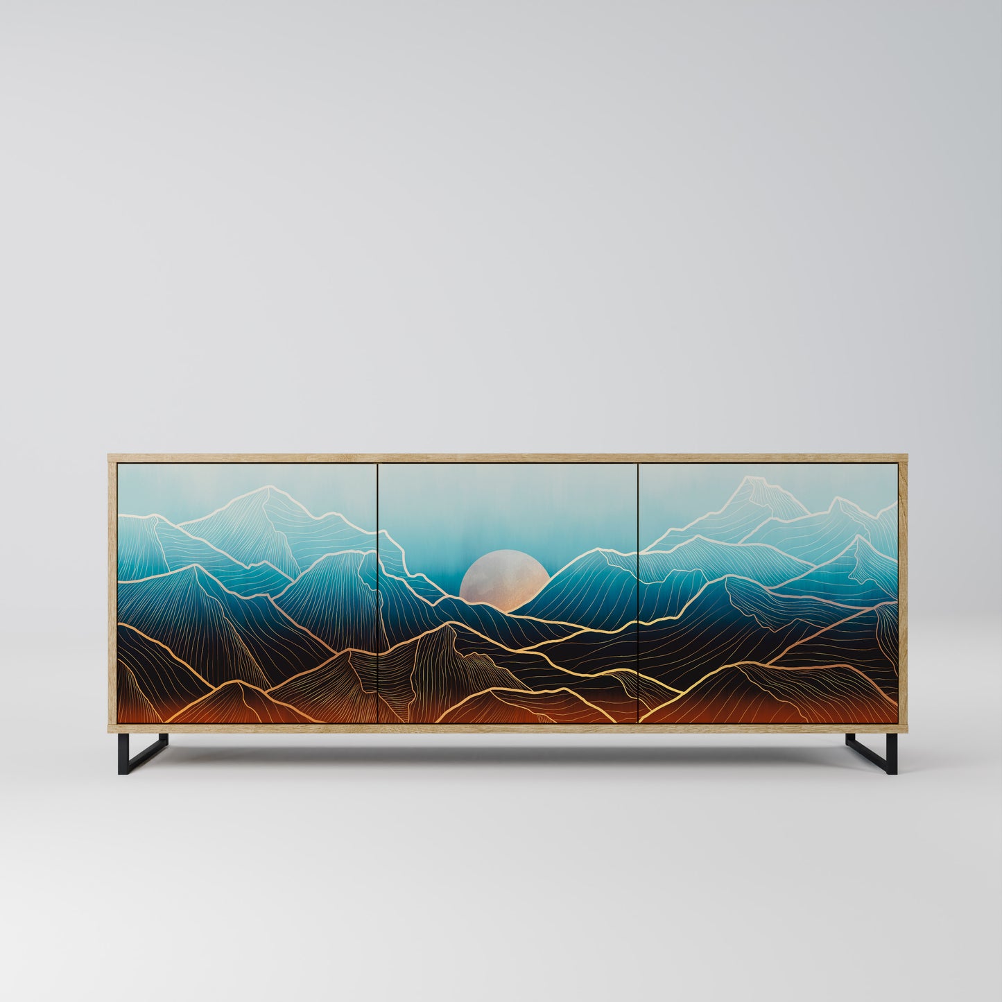 LUNAR SECRETS 3-Door Sideboard in Oak Effect