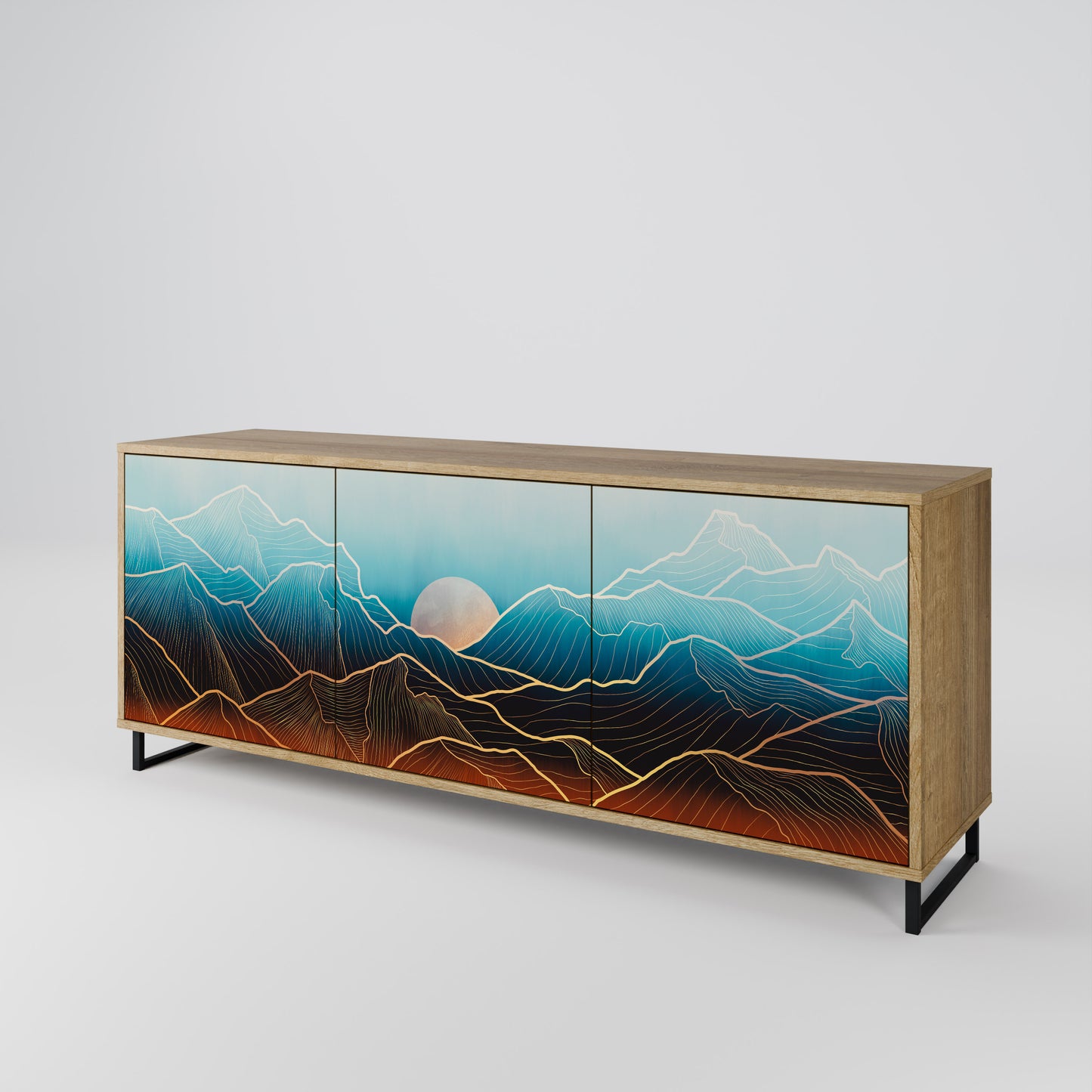 LUNAR SECRETS 3-Door Sideboard in Oak Effect