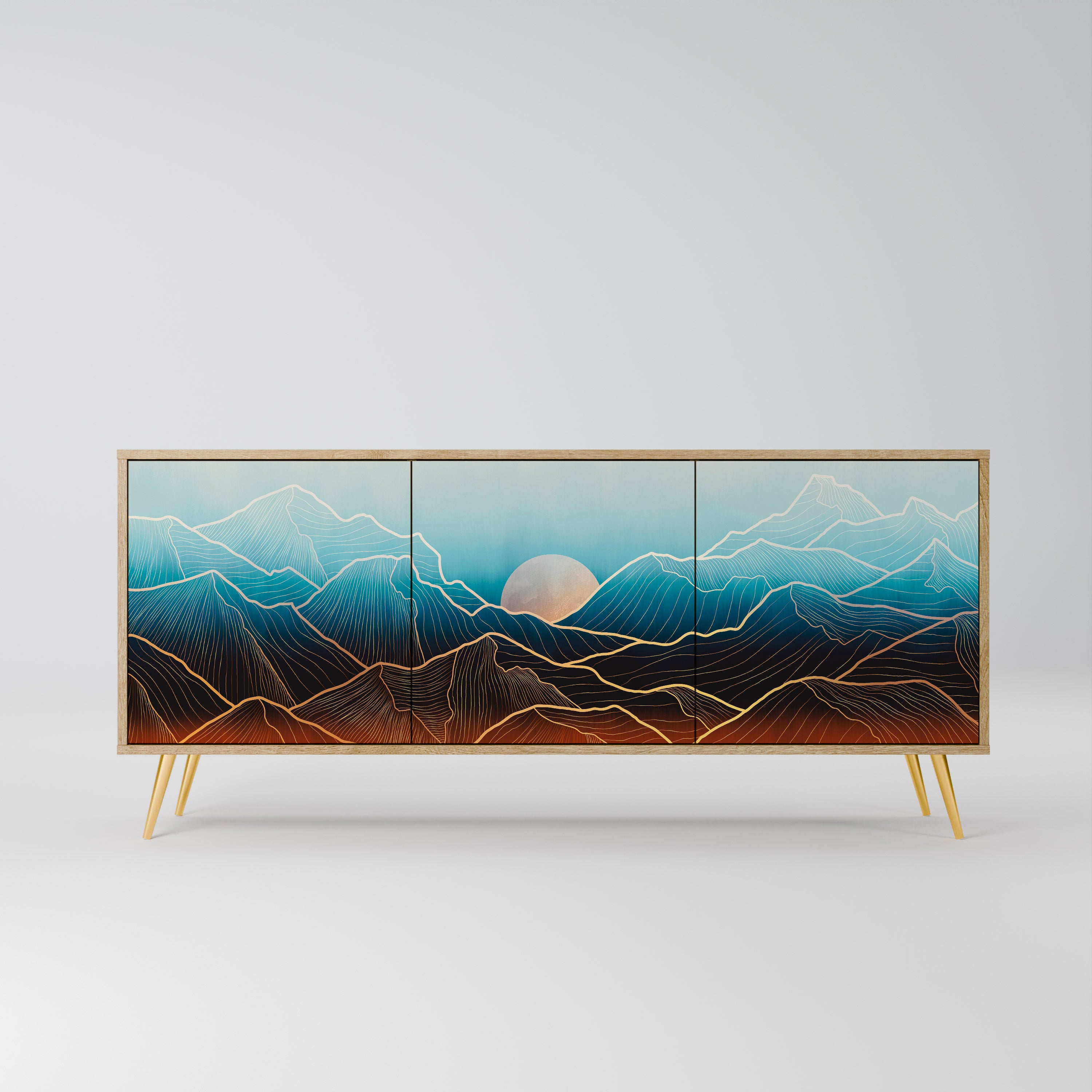 LUNAR SECRETS 3-Door Sideboard in Oak Effect