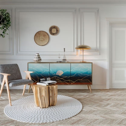 LUNAR SECRETS 3-Door Sideboard in Oak Effect