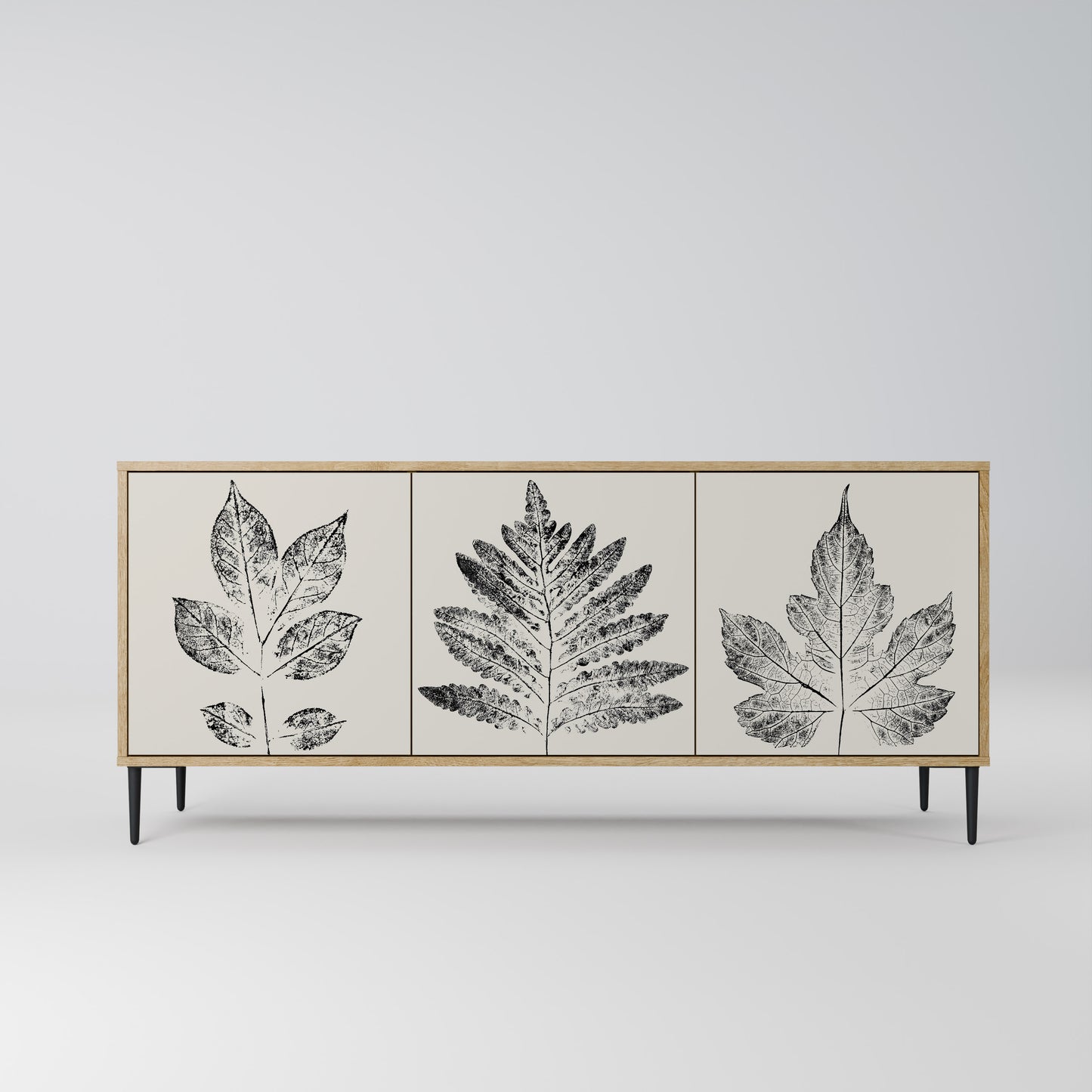 LEAFY STAMPS 3-Door Sideboard in Oak Effect