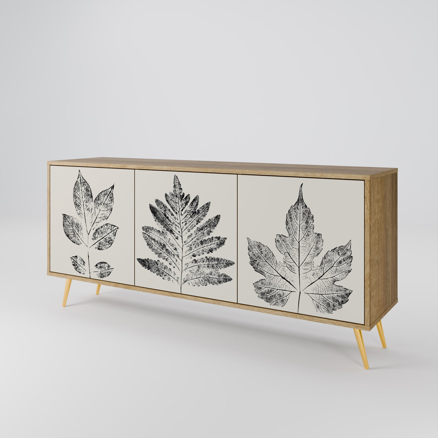 LEAFY STAMPS 3-Door Sideboard in Oak Effect