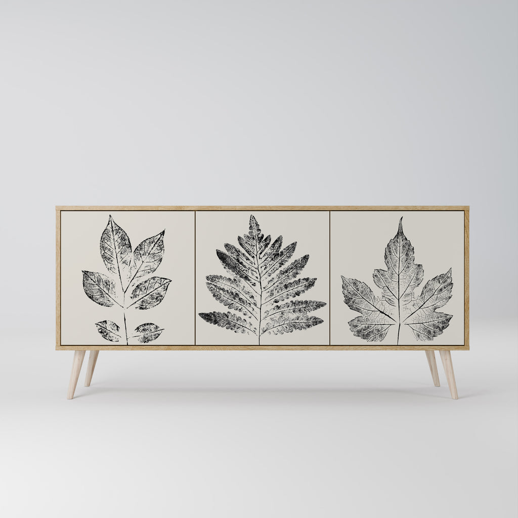 LEAFY STAMPS 3-Door Sideboard in Oak Effect