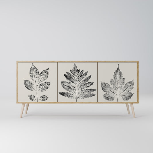 LEAFY STAMPS 3-dörrars skänk i ekeffekt