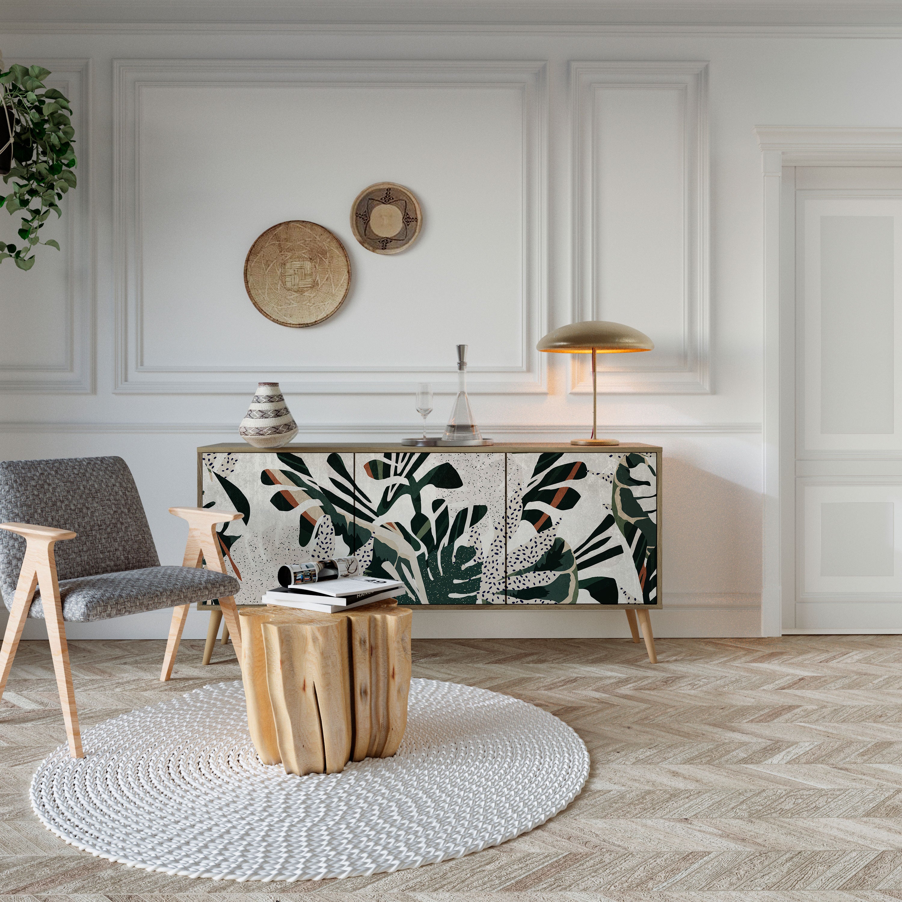 VERDURE FORMATION 3-Door Sideboard in Oak Effect